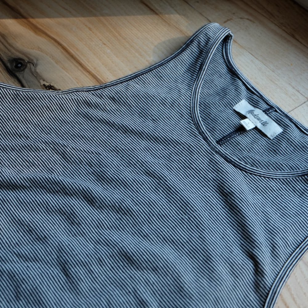 Madewell High Neck Tank Top Crop Top Striped - Picture 2 of 5